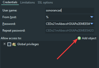 HeidiSQL - User Account Credentials