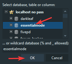 HeidiSQL - Select Database